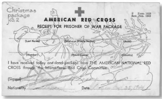 Dárková kartička z vánočních balíčků Červeného kříže